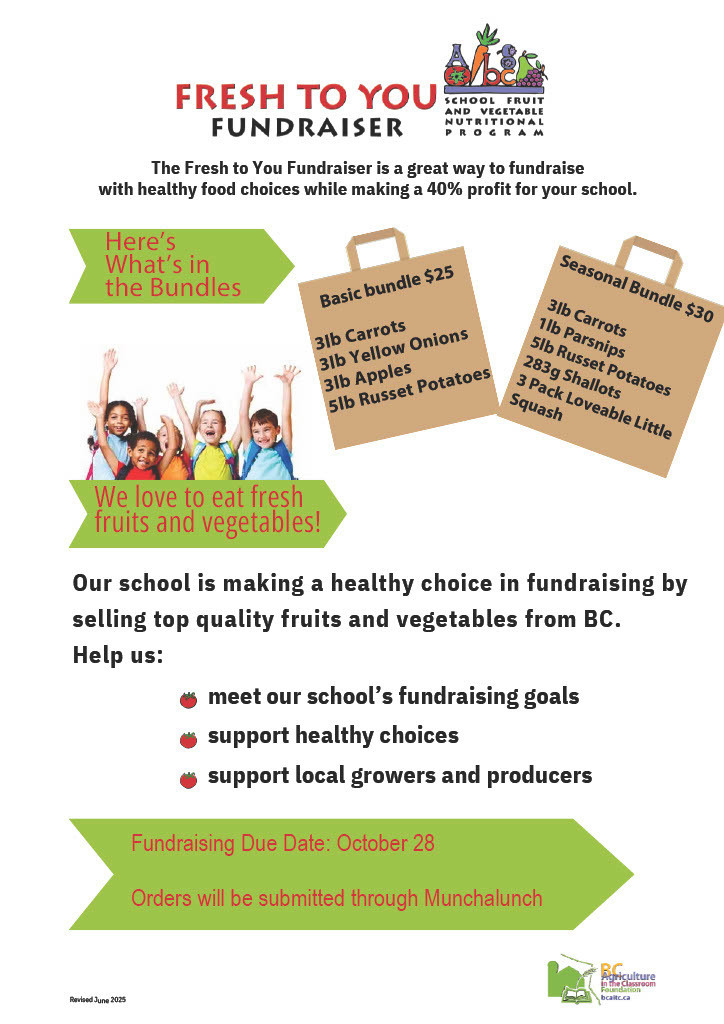 Produce fundraiser. Order produce through the Munchalunch website.