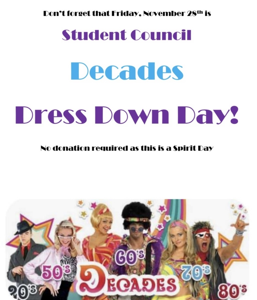 Student Council Decades Dress Down Day!