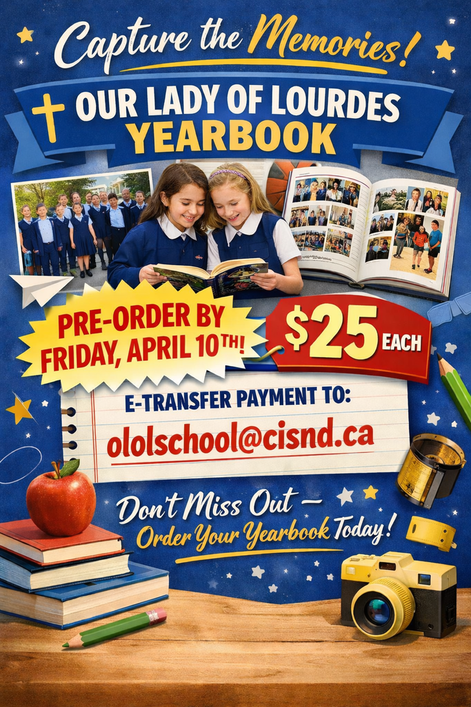 yearbook presale ends april 10th, etransfer ololschool@cisnd.ca