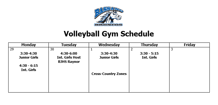 Broncos Schedule - Week of Sept. 29