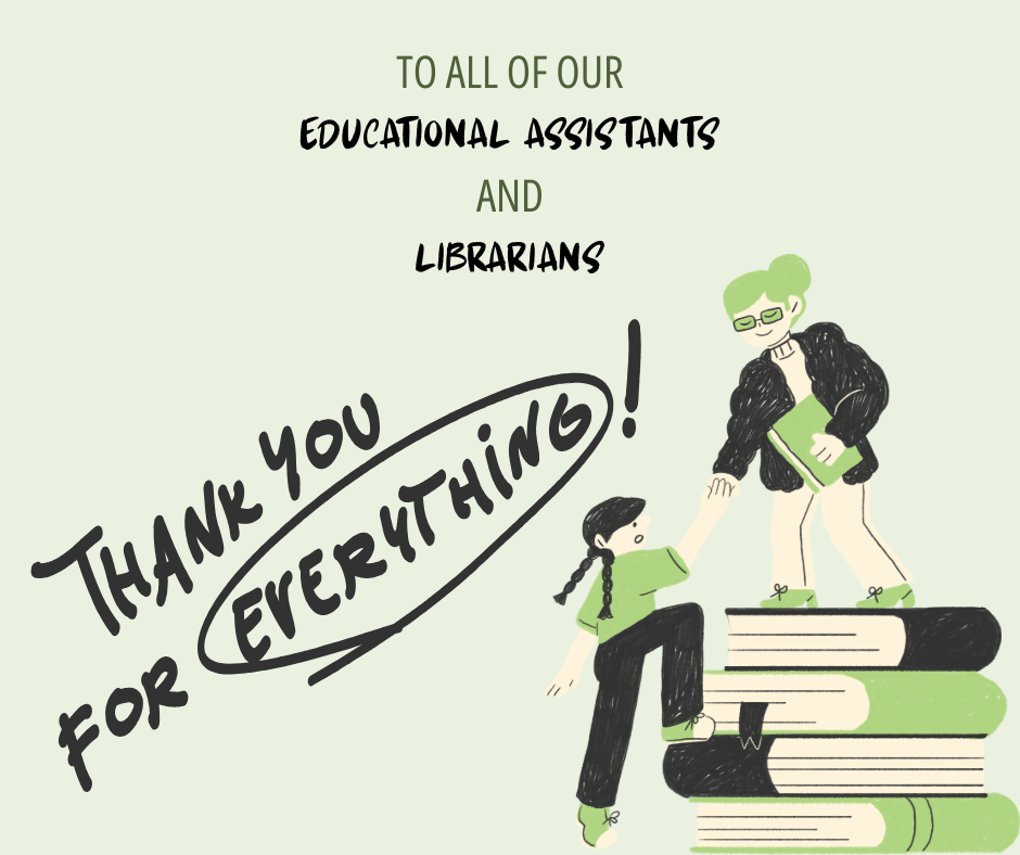 An EA or Librarian lends a student a helping hand.