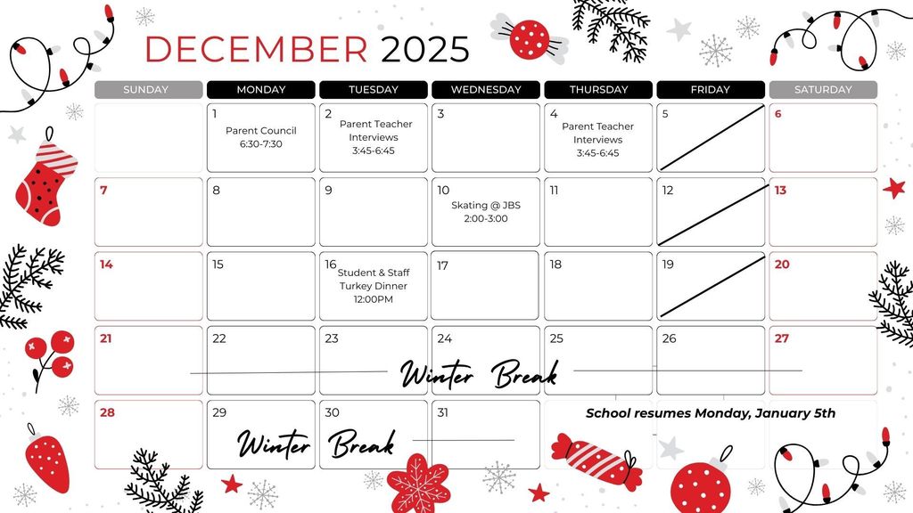 December calendar for 2025