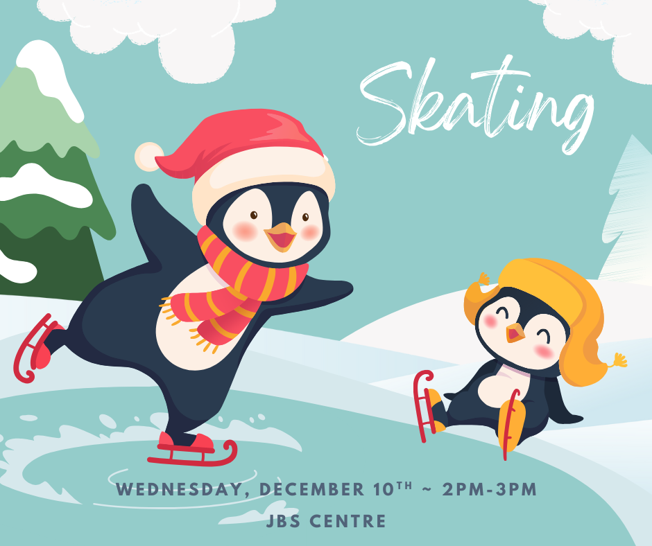 Two penguins skate