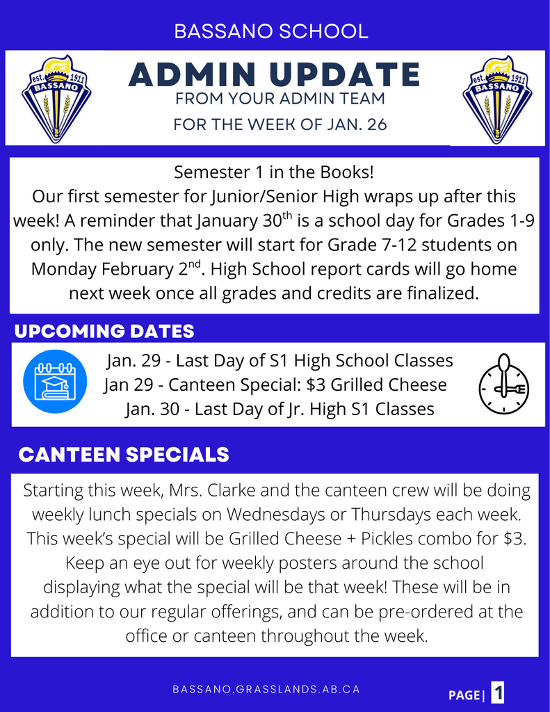 Admin Update - Week of Jan. 26