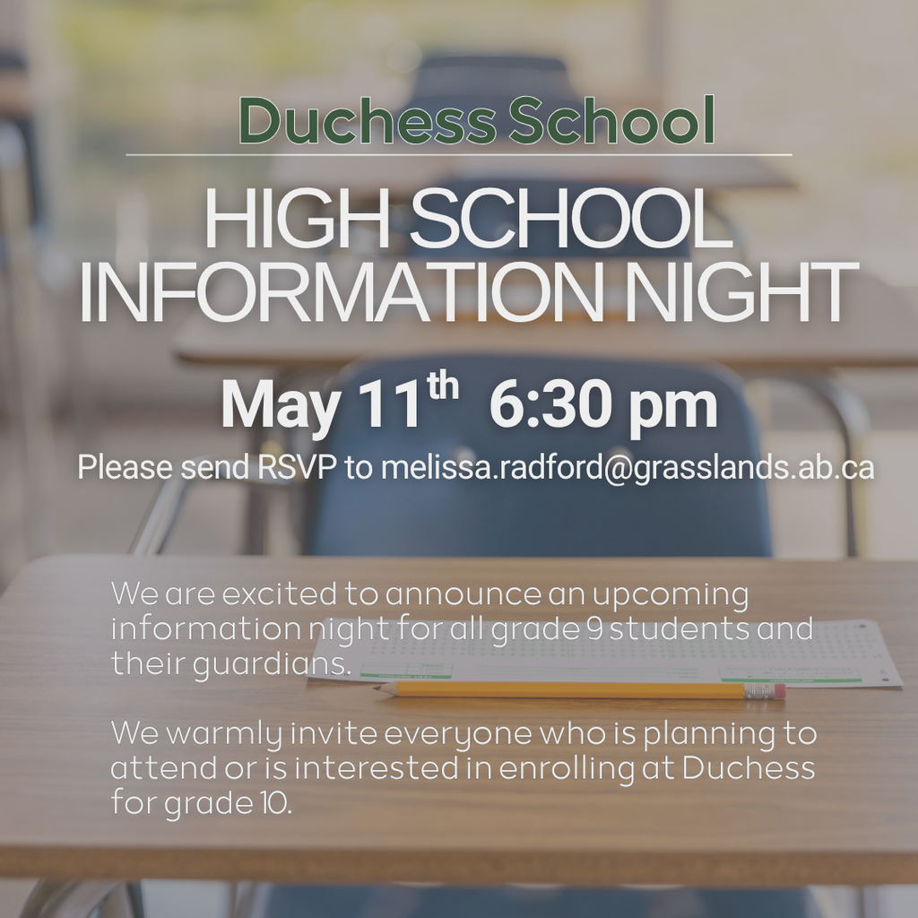 High School  Information night May 11th @  6:30 pm 