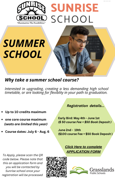 Information about summer school with QR code to apply