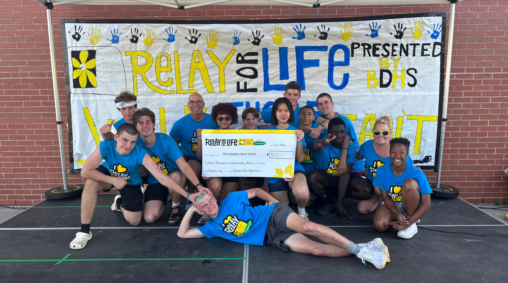 BDHS students pose with Relay for Life cheque