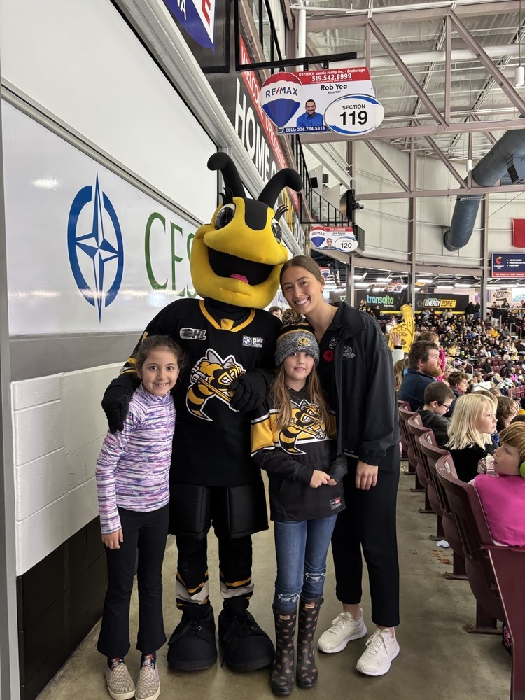 hockey game with students