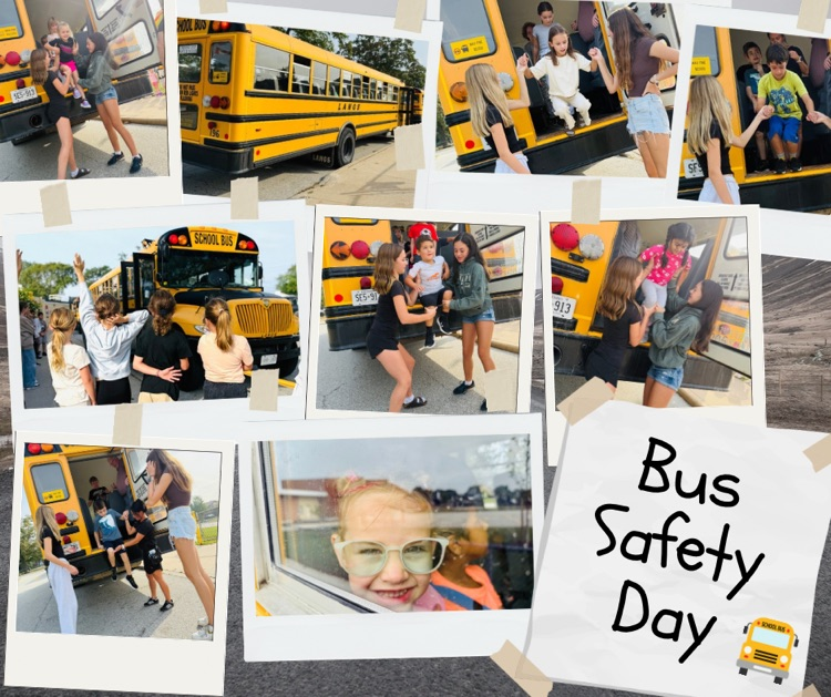 students on a bus (a collage of photos)
