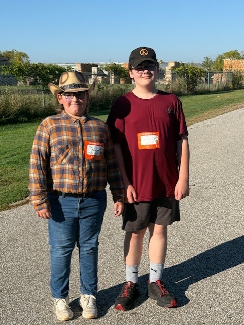 two grade 8 boys smiling for the camera during our Terry Fox Run
