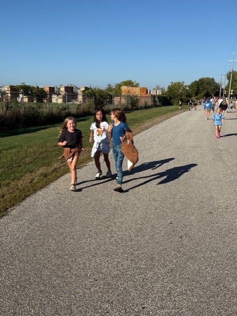 3 girls walking during our Terry Fox Run