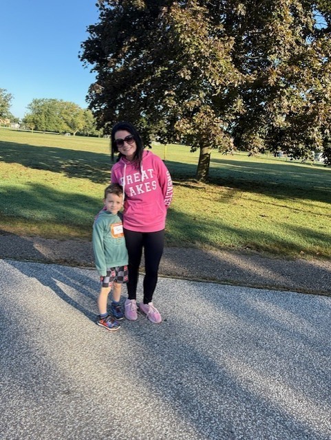Mom and student walking today at the Terry Fox Runr