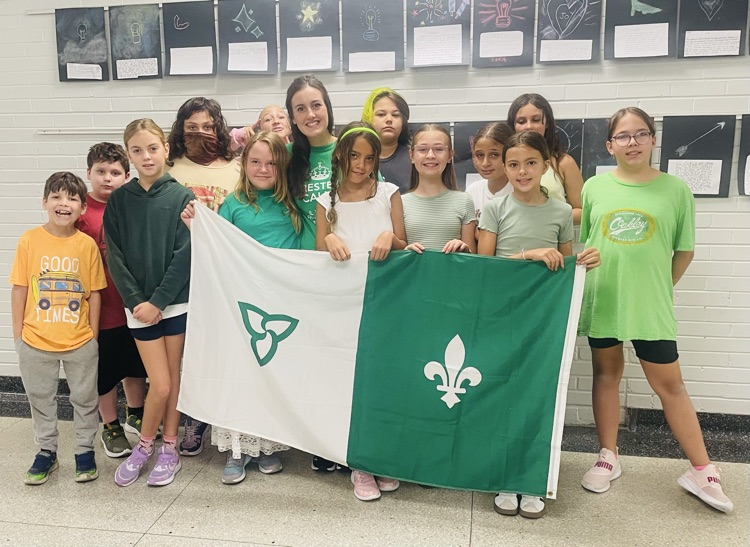 older students with flag