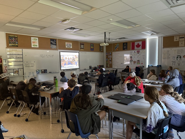 Students participating in the live presentation learning about Residential Schools