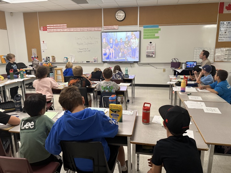 Students participating in the live presentation learning about Residential Schools