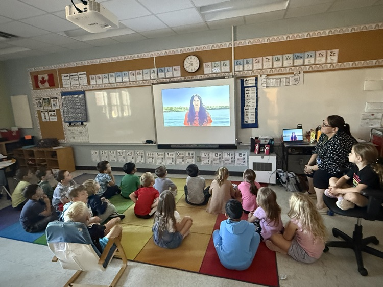 Students participating in the live presentation learning about Residential Schools