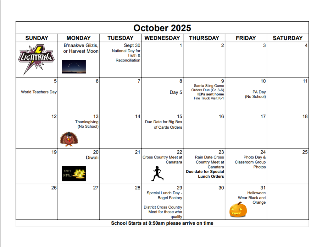 October Calendar