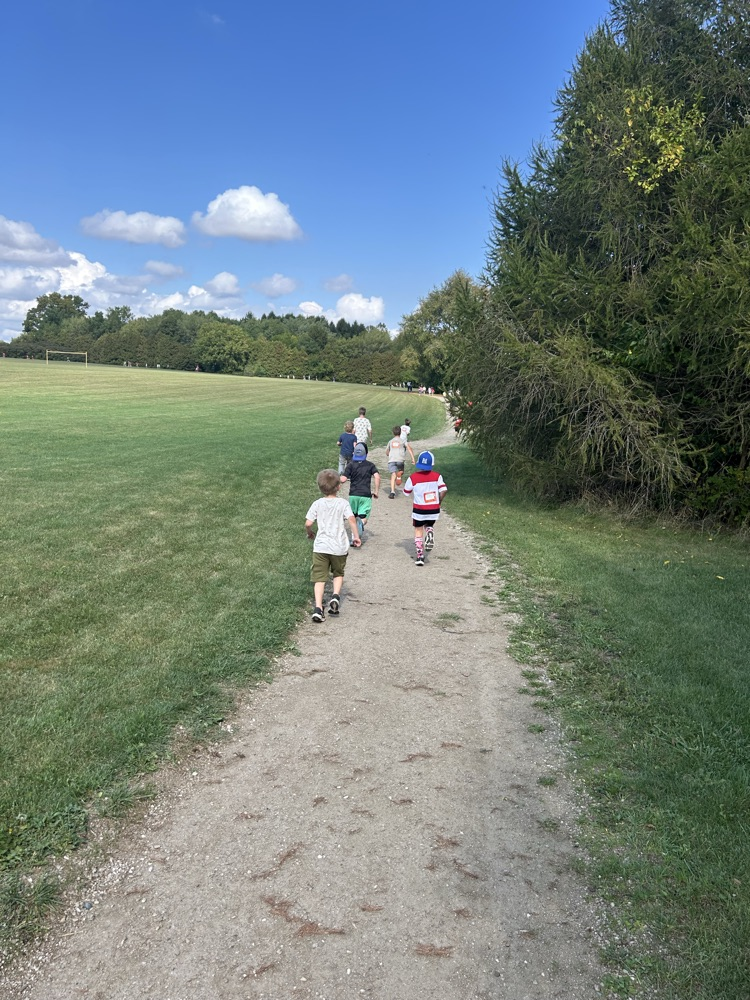 students making their way around the Flook trail 