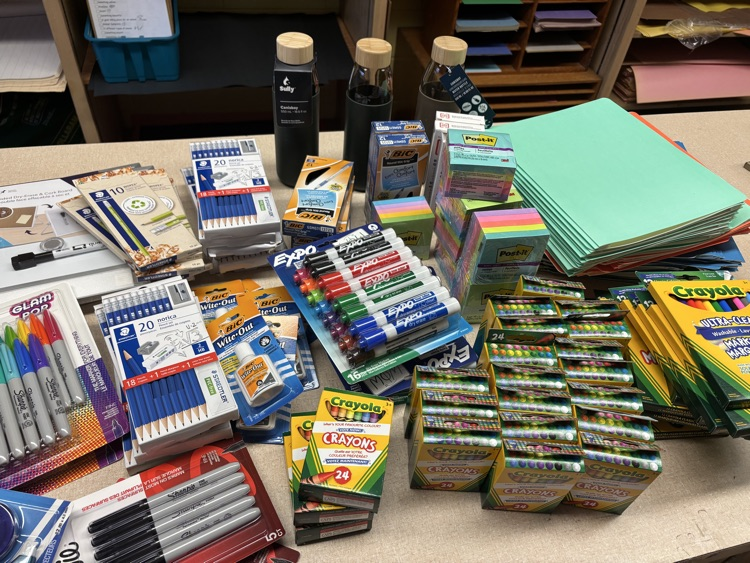 a variety of donated school supplies 