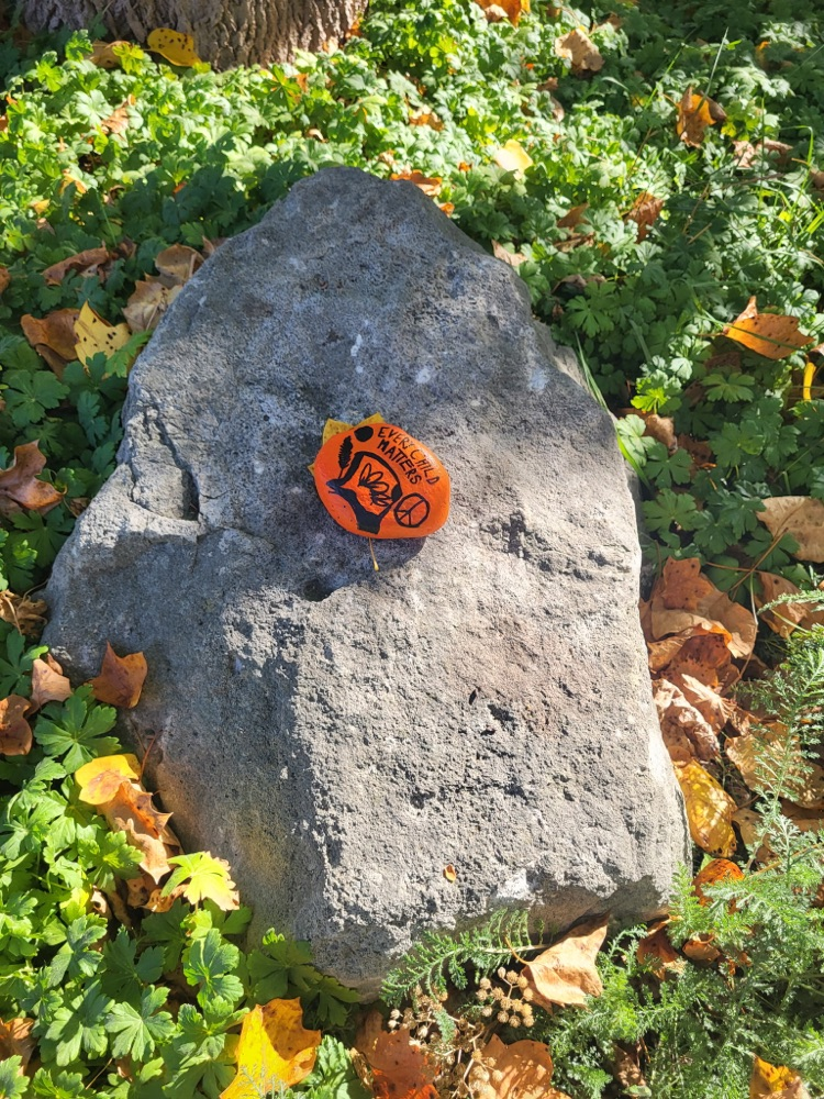 Painted rocks in garden