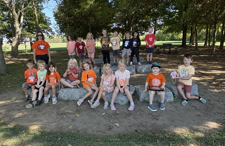 Mrs. Broadwood’s grade 1/2 class each made a necklace to resemble an orange shirt.  Each person’s necklace said “First name matters"
