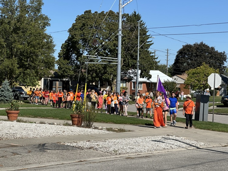 students marching 