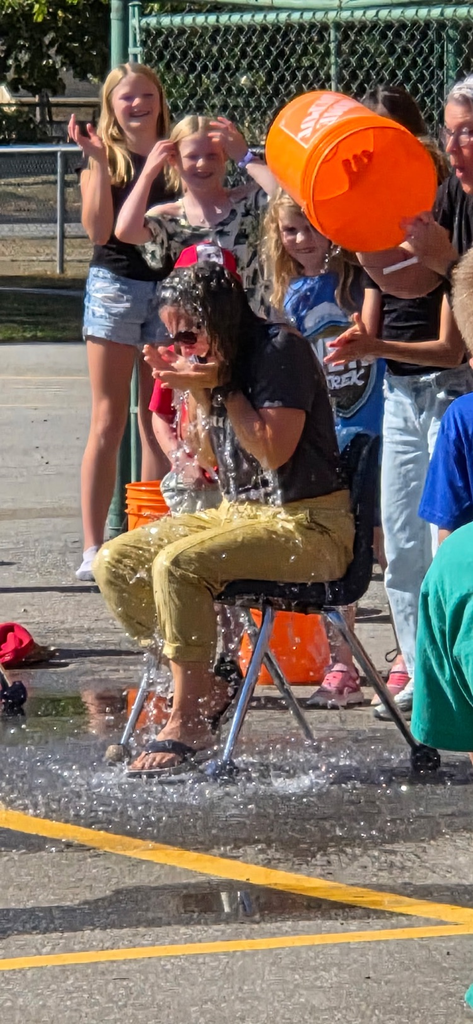 bucket of water being dumped on a teacher by students 