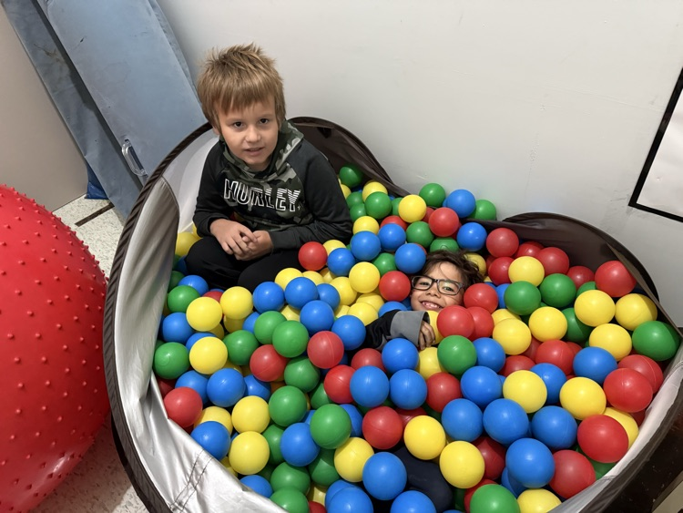 students in ball pit