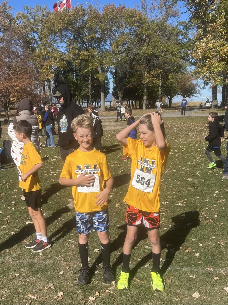Gr 4 boys mentally preparing at the starting line
