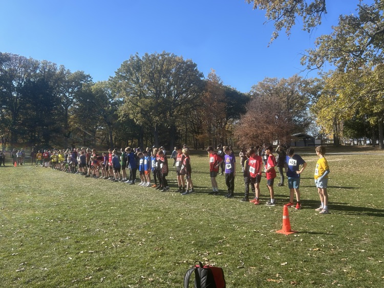Gr 7 boys lined up at the start