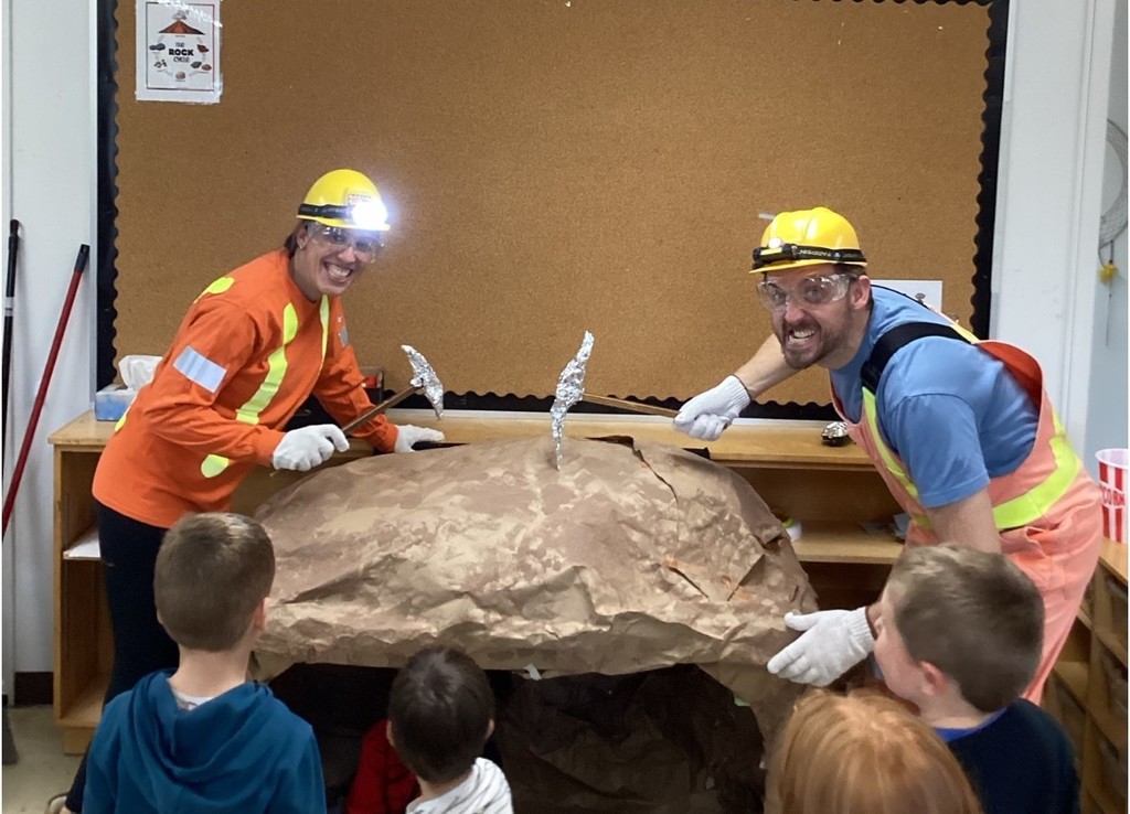 Mr. Mac and Miss Simpson have to try it first. Pickaxes are ready to go!