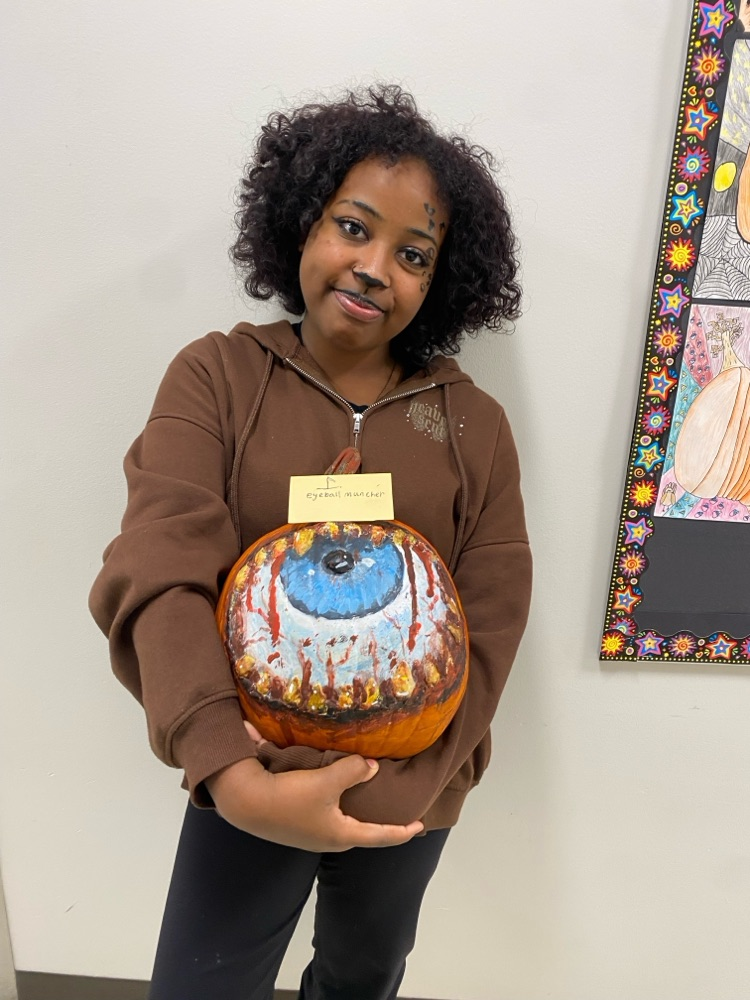grade 8 student winner for her pumpkin art
