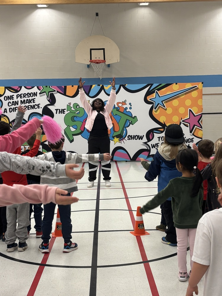 students stretching with Saidat