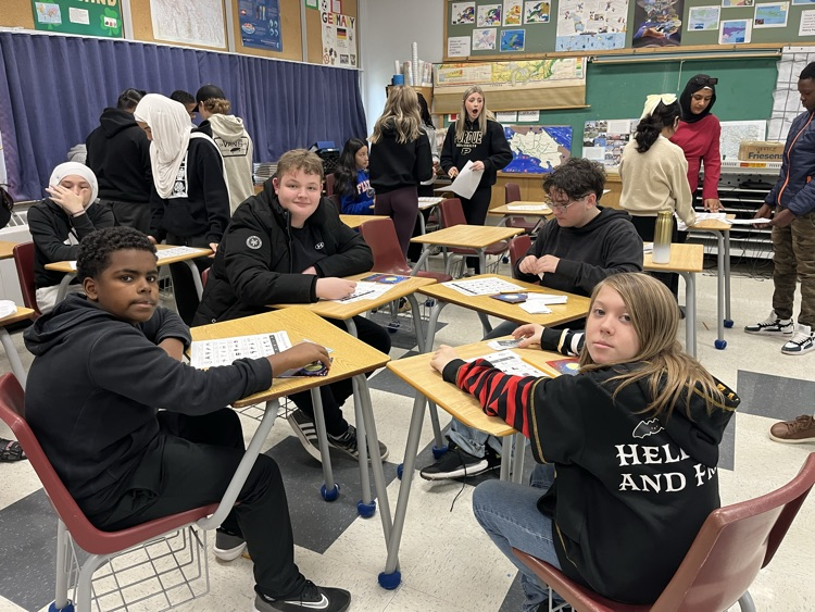 Group of students working on math assignment