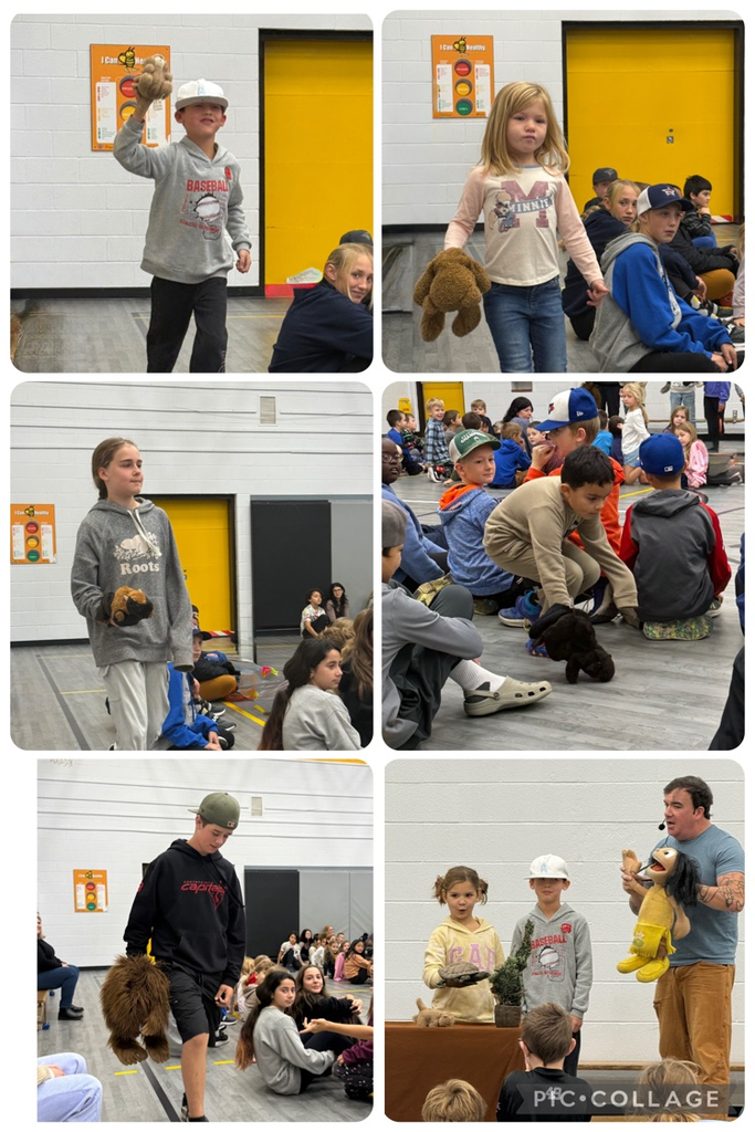 a collage of six photos of students participating in the performance with Chad Solomon