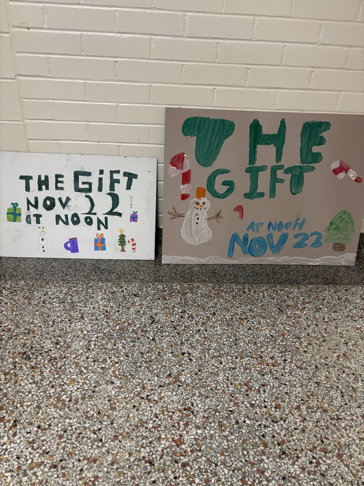 Posters advertising the gift