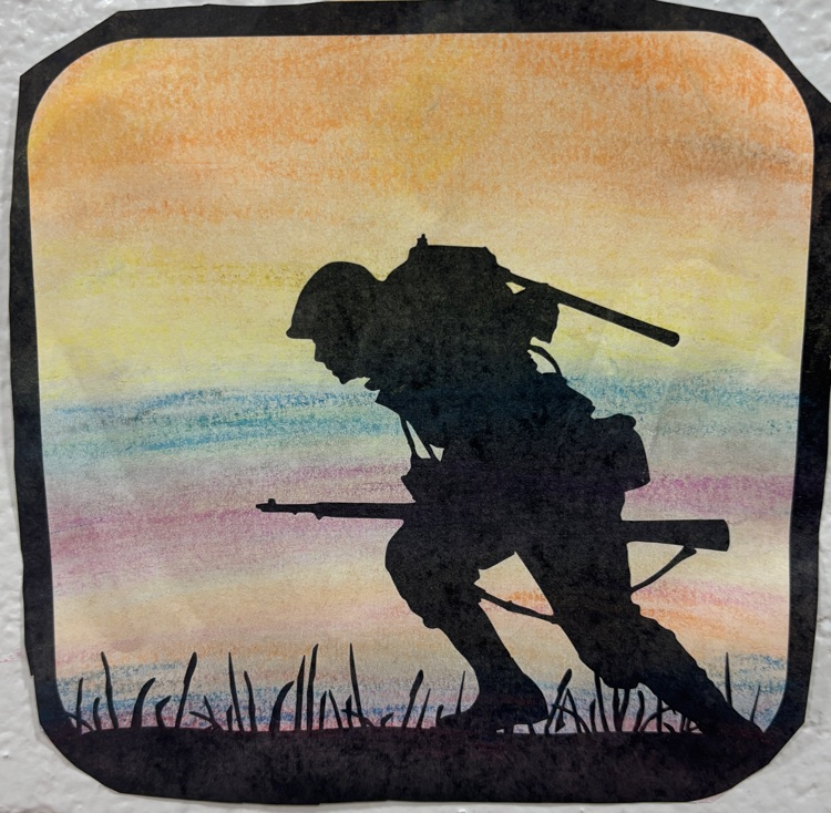 artwork showing the silhouette of a soldier