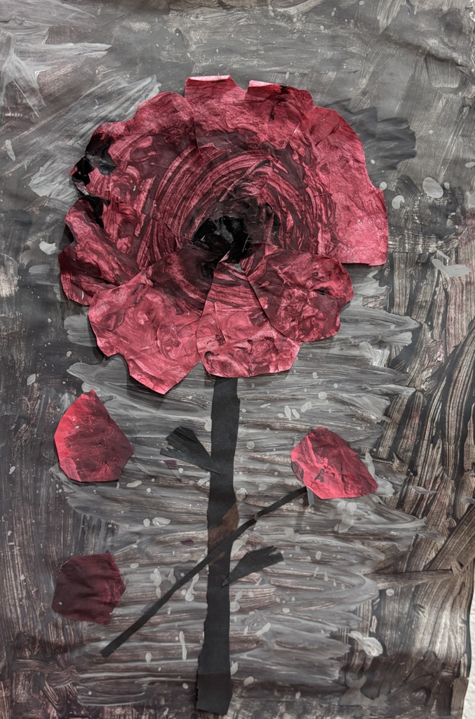 Artwork showing a puppy growing in a dark sky