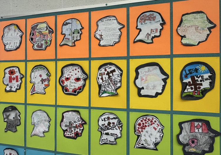 bulletin board of soldier art