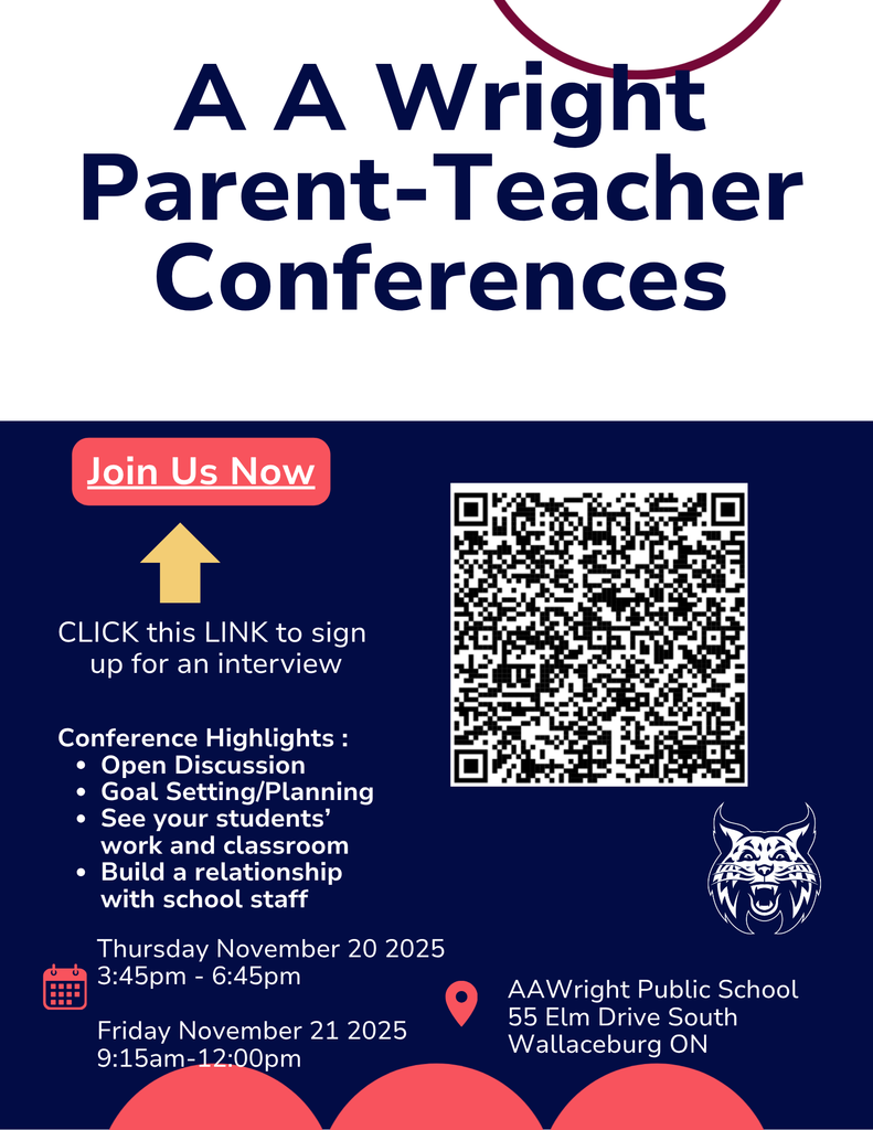 Flyer for parent teacher conferences with a QR code to scan