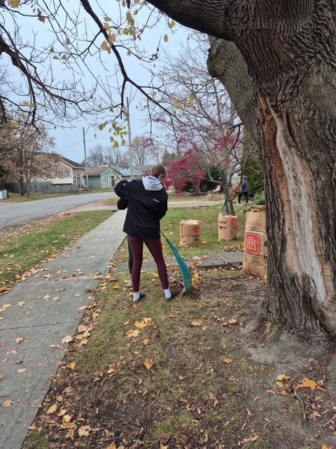 Horticulture Class Raking Leaves