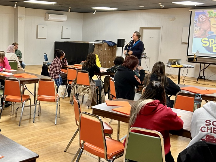 WDSS SHSM Arts and Culture students participated in a Sector-Partnered Experience today, creating new hoodie logos for Muskoka Woods Student Camps. The design session was led by two-time Juno Award-winning artist, Nick Adam from "Splash'N Boots."