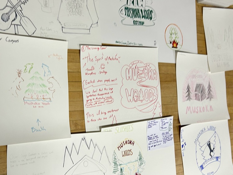 WDSS SHSM Arts and Culture students participated in a Sector-Partnered Experience today, creating new hoodie logos for Muskoka Woods Student Camps. The design session was led by two-time Juno Award-winning artist, Nick Adam from "Splash'N Boots."