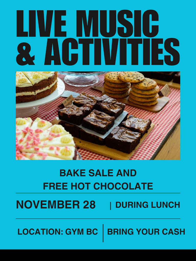 Live Music and Activities on Friday, November 28th at Lunch in Gym BC