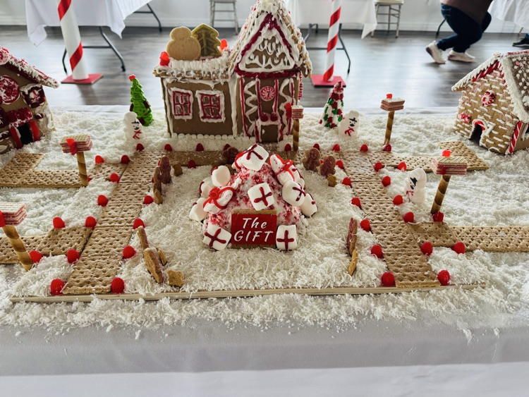 Gingerbread village sitting on