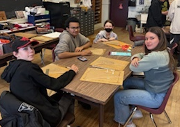 Students in Art class creating Rose Windows