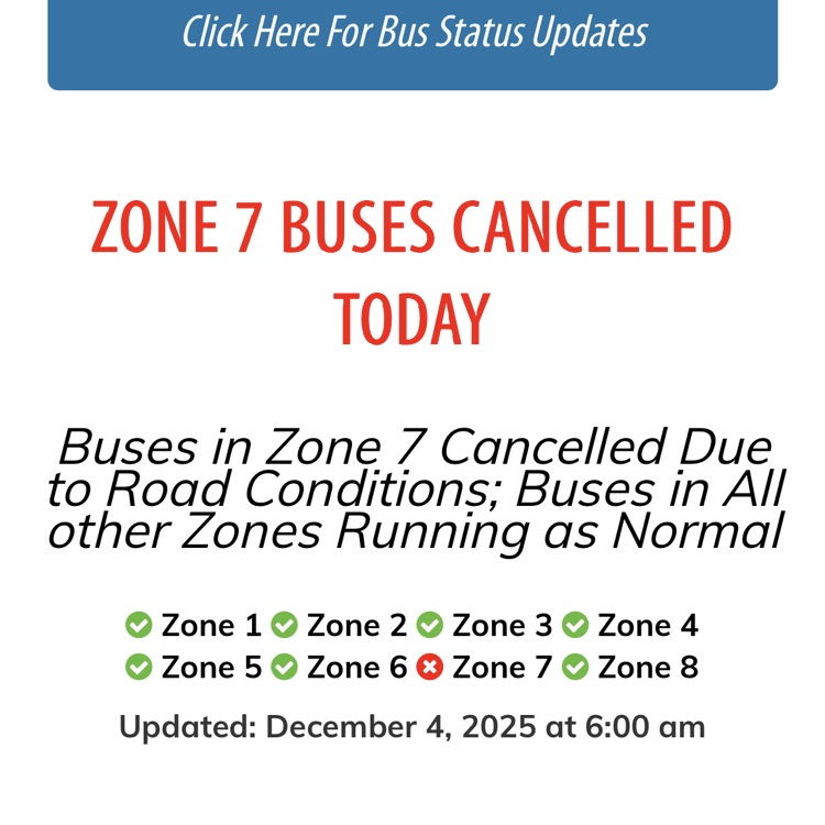 screenshot of bus cancellation