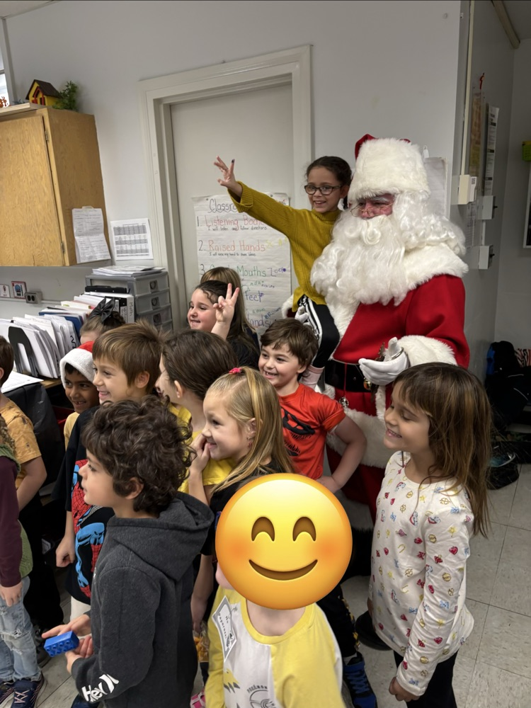 students meeting Santa 