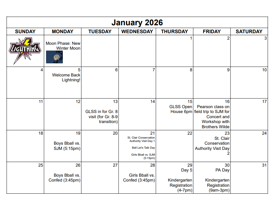 January Calendar