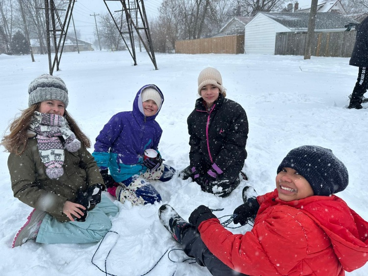 Children playing in the snow